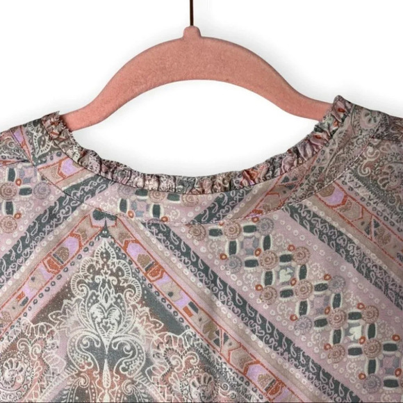 Odd Molly Button Up Pink & Grey Paisley  Blouse - Picture 4 of 11